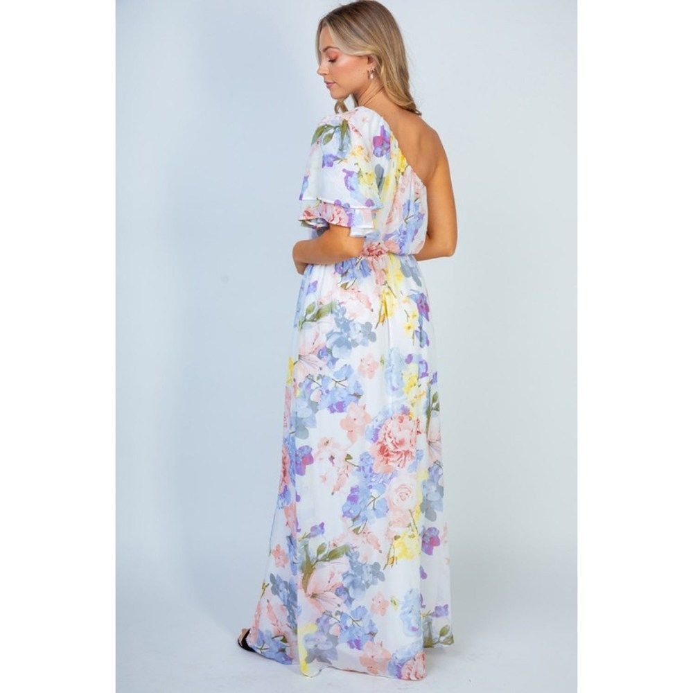 White Birch Garden Diva Floral One-Shoulder Maxi Dress - Picture 2 of 5